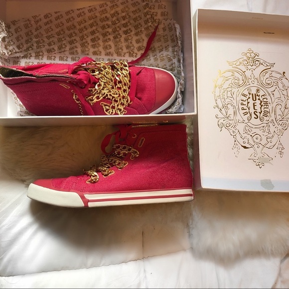 UES Shoes - UES • Pink Denim Gold Chain Sneakers ‼️ RARE! 